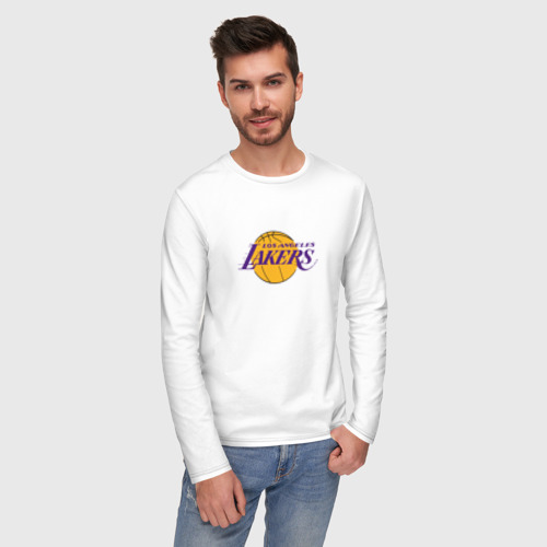 Мужской лонгслив хлопок Лос-Анджелес Лейкерс NBA, цвет белый - фото 3