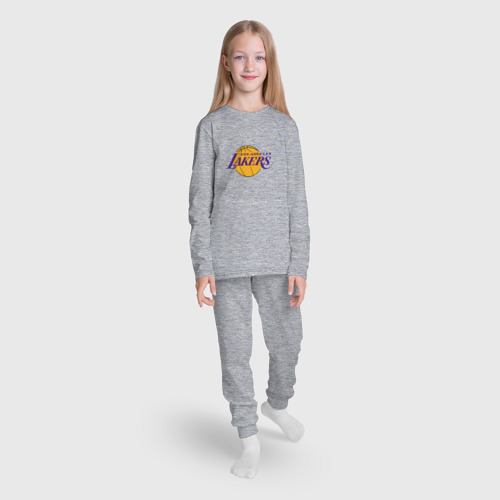 Детская пижама с лонгсливом хлопок с принтом Лос-Анджелес Лейкерс NBA, вид сбоку #3