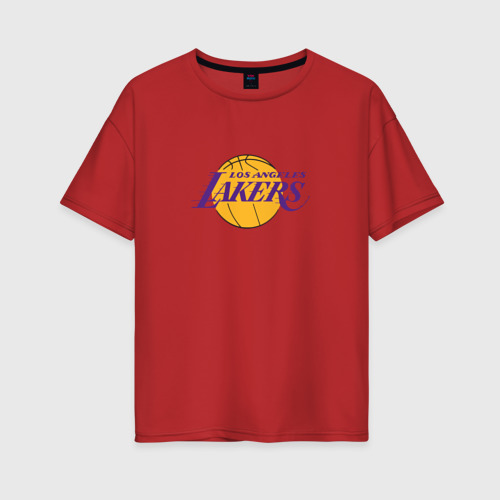 Женская футболка хлопок Oversize с принтом Лос-Анджелес Лейкерс NBA, вид спереди #2