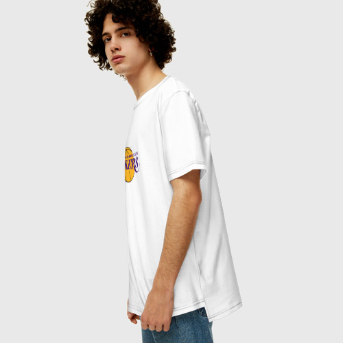 Мужская футболка хлопок Oversize с принтом Лос-Анджелес Лейкерс NBA, вид сбоку #3