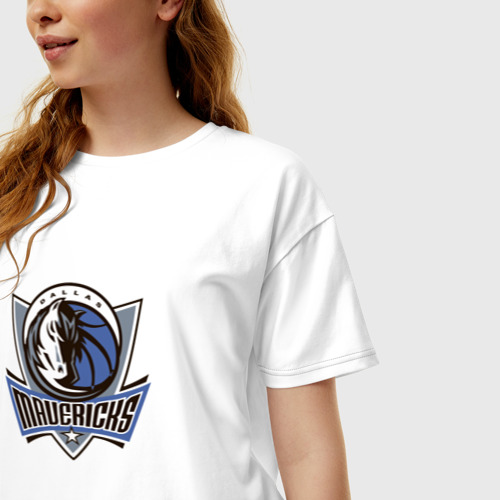 Женская футболка хлопок Oversize Даллас Маверикс NBA, цвет белый - фото 3