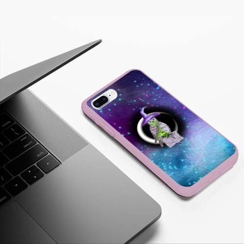 Чехол для iPhone 7Plus/8 Plus матовый Сова-колдунья с зельем на фоне ночного неба, цвет розовый - фото 5
