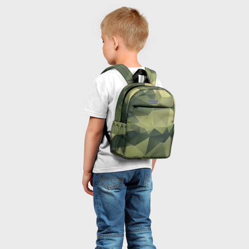Детский рюкзак 3D с принтом 3д полигоны - камуфляж, фото на моделе #1