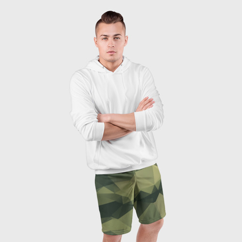 Мужские шорты спортивные с принтом 3д полигоны - камуфляж, фото #4