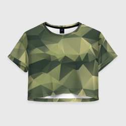 Женская футболка Crop-top 3D 3д полигоны - камуфляж