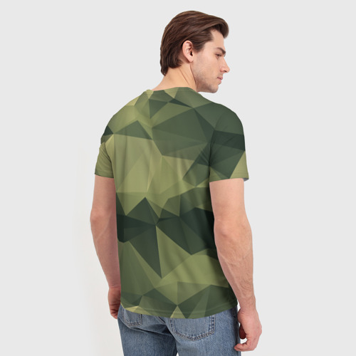 Мужская футболка 3D с принтом 3д полигоны - камуфляж, вид сзади #2