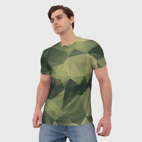 Мужская футболка 3D с принтом 3д полигоны - камуфляж, фото на моделе #1