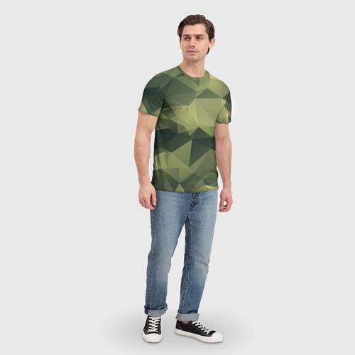 Мужская футболка 3D с принтом 3д полигоны - камуфляж, вид сбоку #3