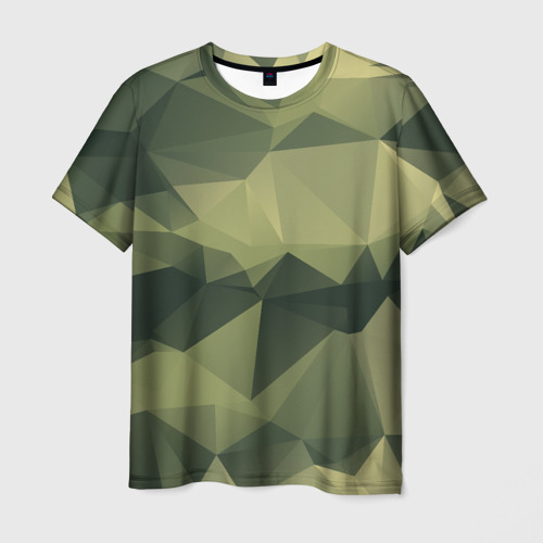 Мужская футболка 3D с принтом 3д полигоны - камуфляж, вид спереди #2