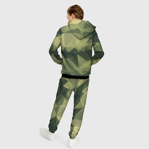 Мужской 3D костюм с принтом 3д полигоны - камуфляж, вид сзади #2