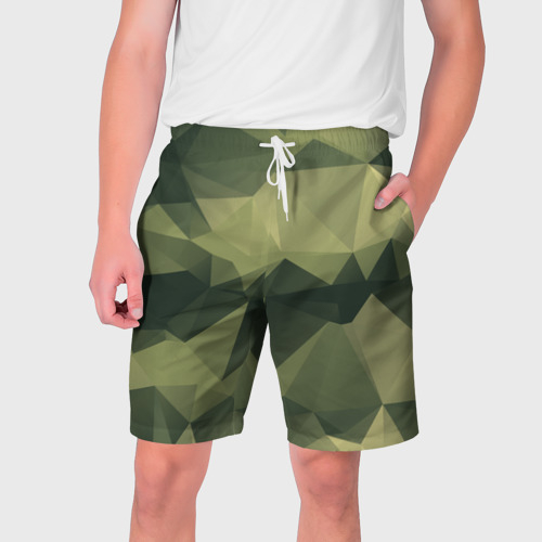 Мужские шорты 3D с принтом 3д полигоны - камуфляж, вид спереди #2