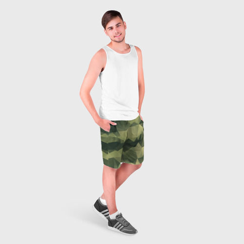 Мужские шорты 3D с принтом 3д полигоны - камуфляж, фото на моделе #1