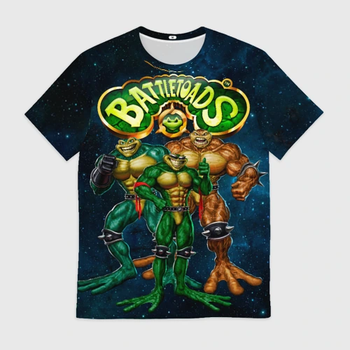 Мужская футболка 3D с принтом Rare - Battletoads, вид спереди #2