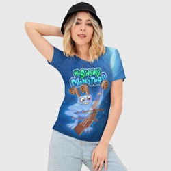 Женская футболка 3D Slim My singing monsters Смычорог Bowgart - фото 2