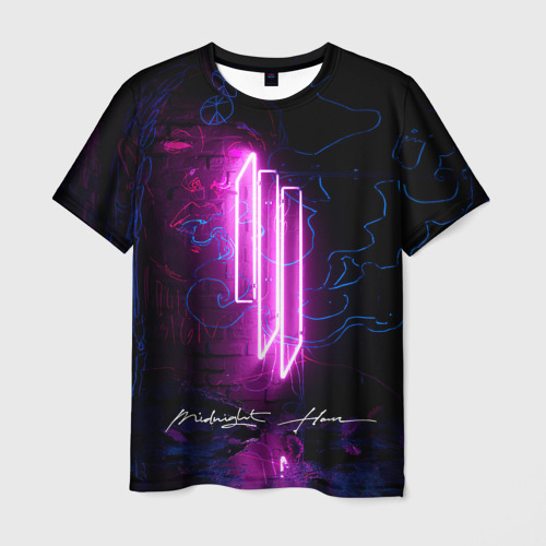 Мужская футболка с принтом Skrillex - Midnight Hour Remixes, вид спереди №1