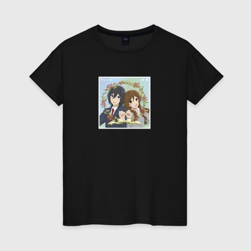 Женская футболка хлопок Кёко и Изуми арт, цвет черный