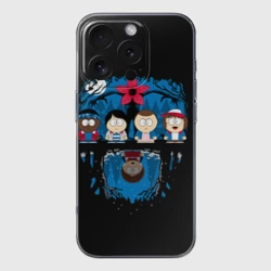 Чехол для iPhone 16 Pro Max силиконовый с защитой камеры Stranger Things South Park
