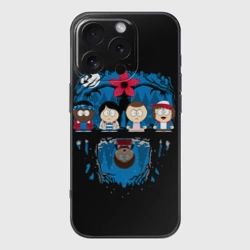 Чехол для iPhone 16 Pro силиконовый с защитой камеры Stranger Things South Park