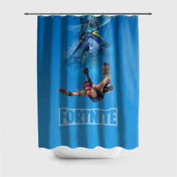 Штора 3D для ванной Fortnite - vintage Ramirez - персонаж - десантирование из боевого автобуса