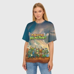 Женская футболка oversize 3D My singing monsters Сахасемья - фото 2