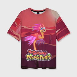 Женская футболка oversize 3D My singing monsters Стравок Yawstrich