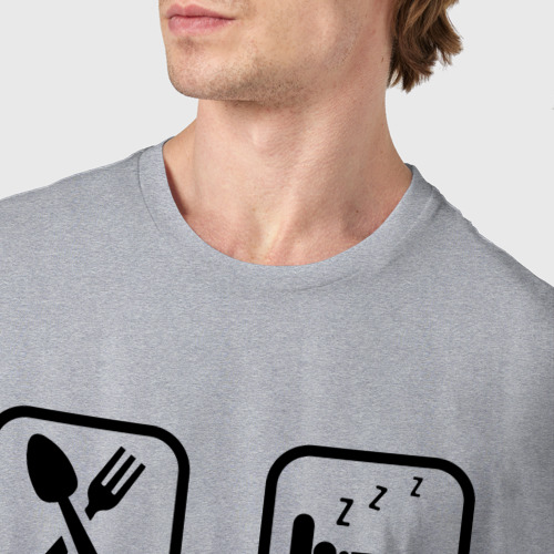 Мужская футболка хлопок с принтом Eat / Sleep / Resident Evil / Repeat, фото #4