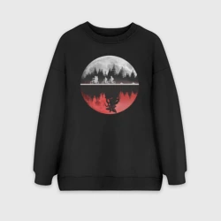 Женский свитшот oversize без начеса хлопок Stranger Things Moon