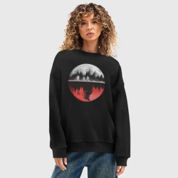 Женский свитшот oversize без начеса хлопок Stranger Things Moon - фото 2