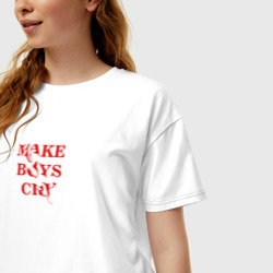 Женская футболка хлопок Oversize Make boys cry - фото 2