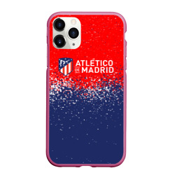 Чехол для iPhone 11 Pro Max матовый Atletico Madrid Атлетико Мадрид брызги красок