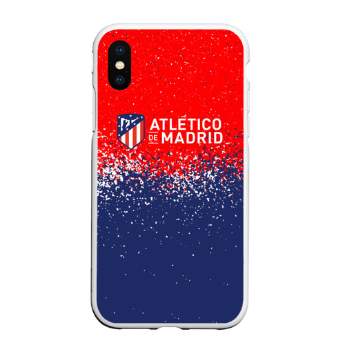 Чехол для iPhone XS Max матовый Atletico Madrid Атлетико Мадрид брызги красок, цвет белый