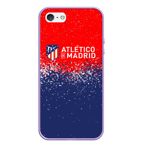 Чехол для iPhone 5/5S матовый Atletico Madrid Атлетико Мадрид брызги красок, цвет светло-сиреневый