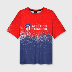 Женская футболка oversize 3D Atletico Madrid Атлетико Мадрид брызги красок