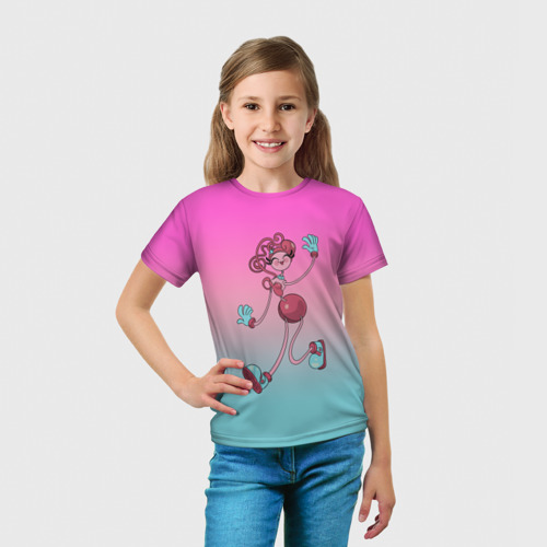 Детская футболка 3D с принтом Мама Длинные ноги: Poppy Playtime, вид сбоку #3