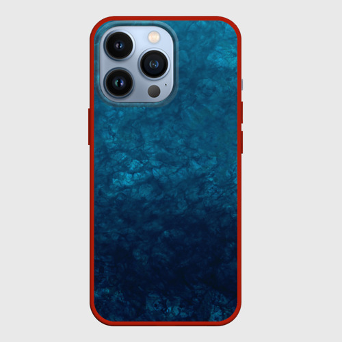 Чехол для iPhone 13 Pro с принтом Синий абстрактный мраморный узор, вид спереди #2