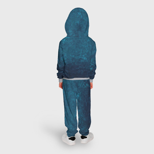 Детский костюм с толстовкой с принтом Синий абстрактный мраморный узор, вид сзади #2