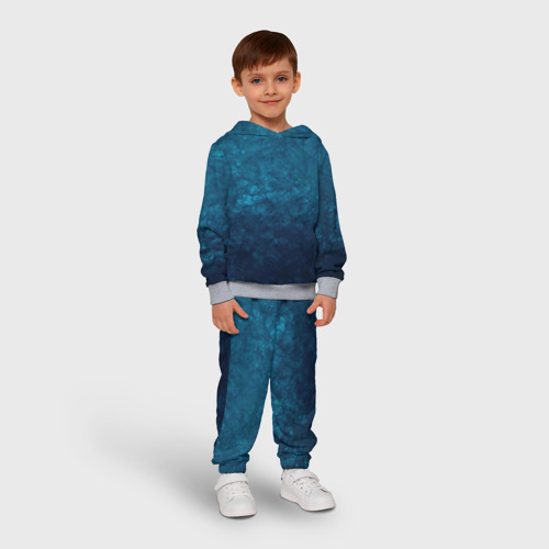 Детский костюм с толстовкой с принтом Синий абстрактный мраморный узор, фото на моделе #1