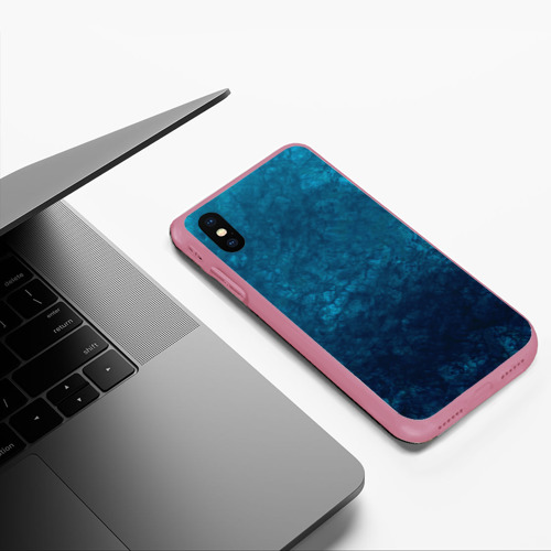 Чехол для iPhone XS Max матовый с принтом Синий абстрактный мраморный узор, фото #5