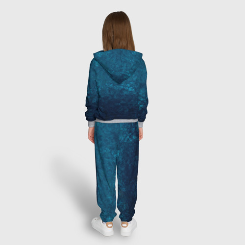 Детский костюм с толстовкой с принтом Синий абстрактный мраморный узор, вид сзади #2