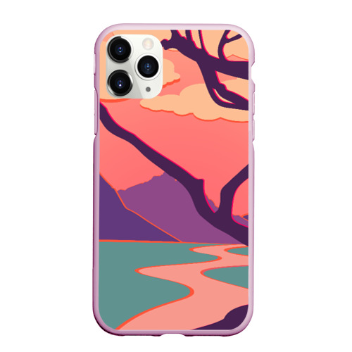 Чехол для iPhone 11 Pro Max матовый оранжевое небо, цвет розовый