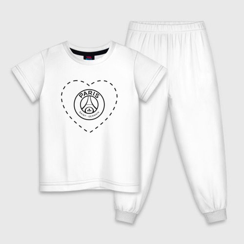 Детская пижама хлопок Лого PSG в сердечке, цвет белый