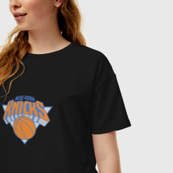 Женская футболка хлопок Oversize Нью-Йорк Никс NBA - фото 2