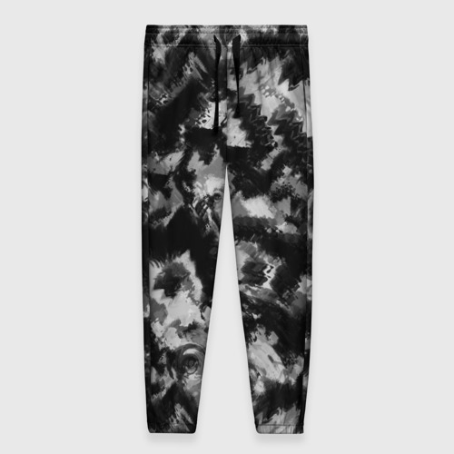 Женские брюки 3D с принтом Черно-белый абстрактный камуфляж, вид спереди #2