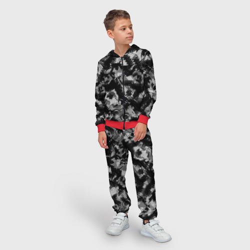 Детский 3D костюм с принтом Черно-белый абстрактный камуфляж, фото на моделе #1