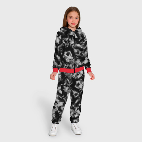 Детский 3D костюм с принтом Черно-белый абстрактный камуфляж, вид сбоку #3