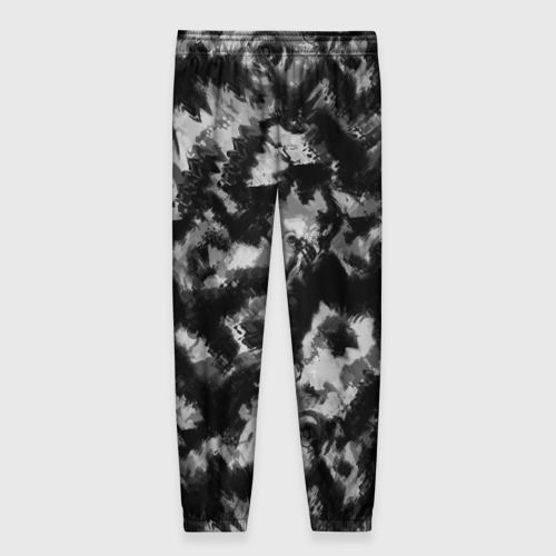 Женские брюки 3D с принтом Черно-белый абстрактный камуфляж, вид сзади #1