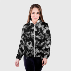 Женская куртка 3D Черно-белый абстрактный камуфляж - фото 2