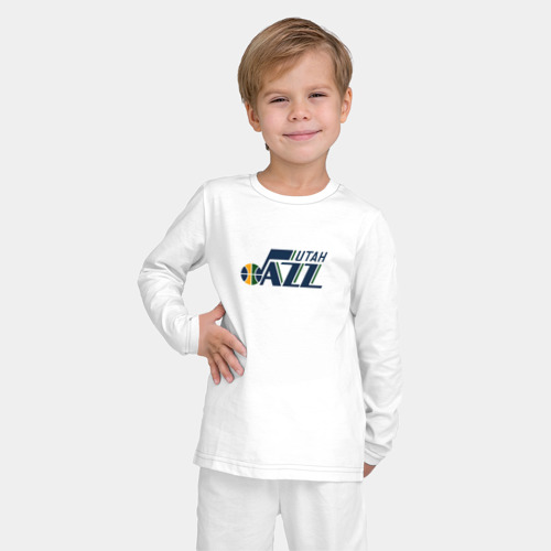 Детская пижама с лонгсливом хлопок с принтом Юта Джаз NBA, фото на моделе #1