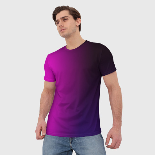 Мужская футболка 3D с принтом Violet gradient, фото на моделе #1