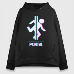 Женское худи Oversize хлопок Portal в стиле Glitch Баги Графики